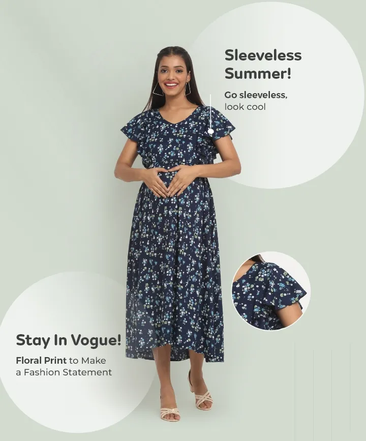 Nursing Midi Dress Navy Module 2